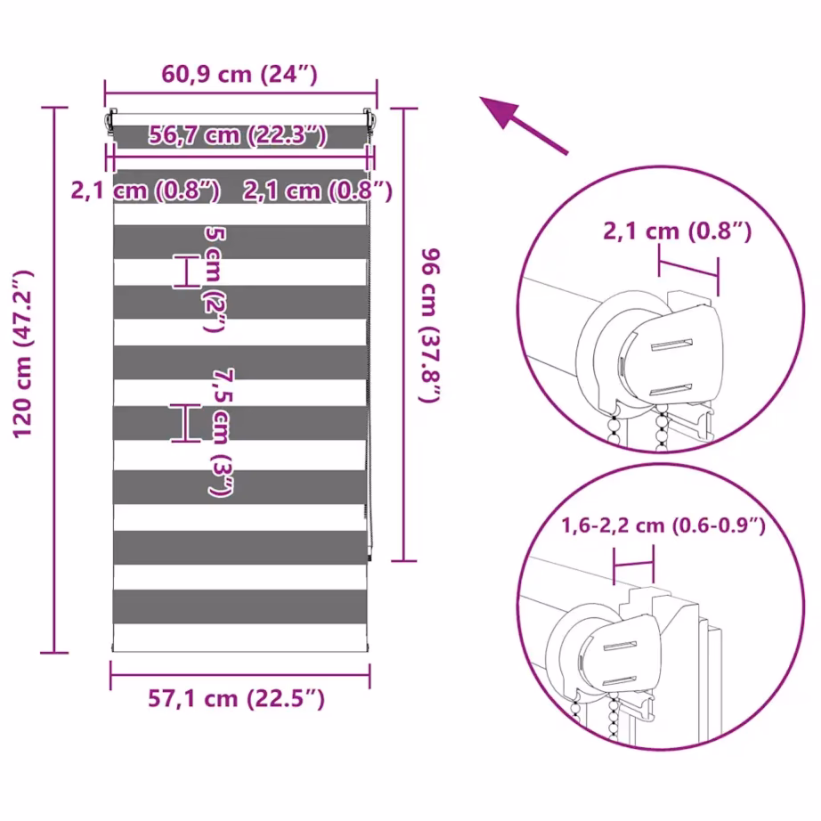 Zebra rullkardin 60 x 120 cm, kohvipruun, polüesterkangas – 13