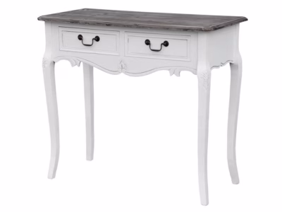 2 sahtliga provintsilik konsoollaud Livin Hill Rimini White RIW016, tumepruuni lauaplaadiga, 90 x 40 x 78 cm