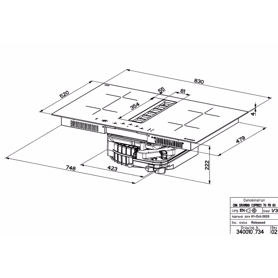 Induktsioonpliidiplaat integreeritud kubuga FABER GALILEO RING A830, 83 × 52 cm – 2