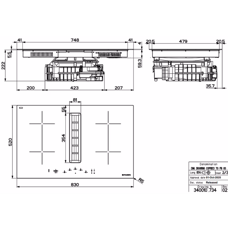 Induktsioonpliidiplaat integreeritud kubuga FABER GALILEO RING A830, 83 × 52 cm – 3