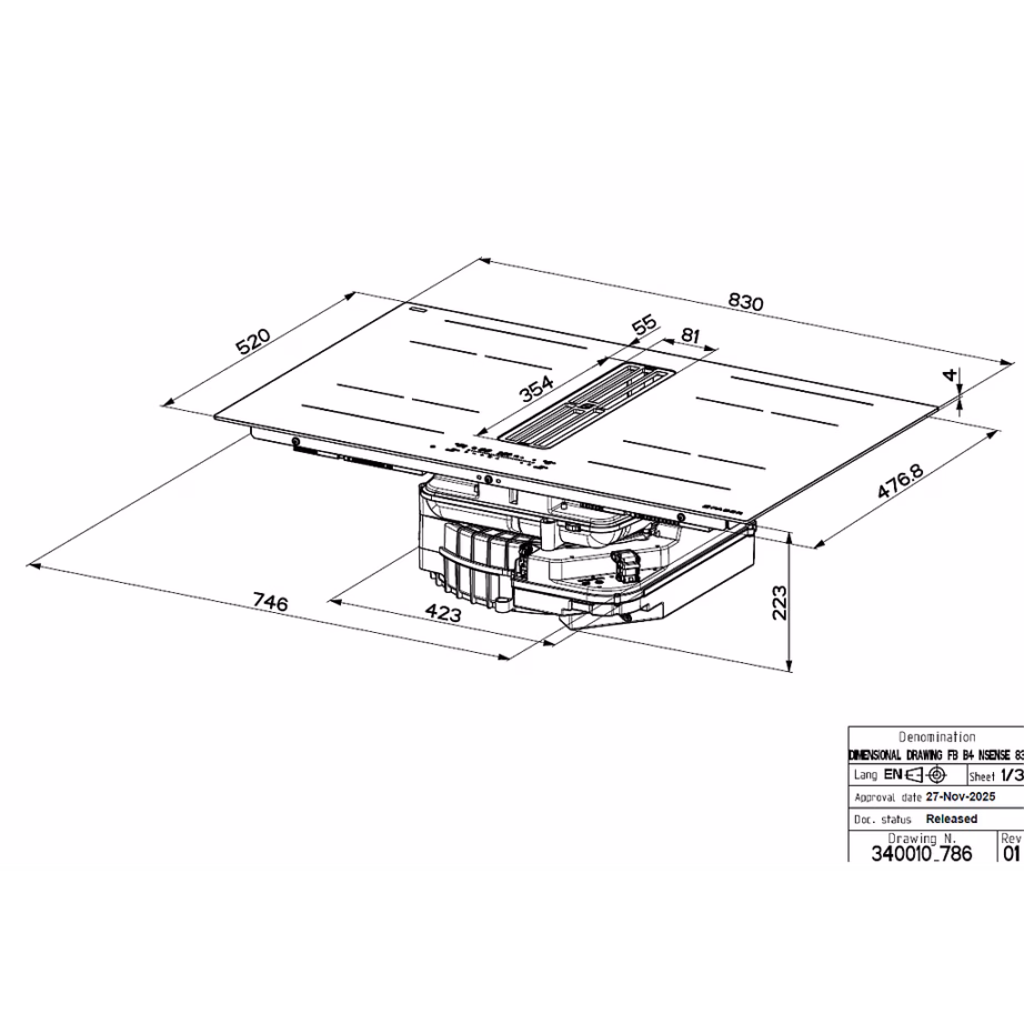 Integreeritud induktsioonpliit ja õhupuhasti (2in1) FABER GALILEO WIDE A830, 83 cm – 2