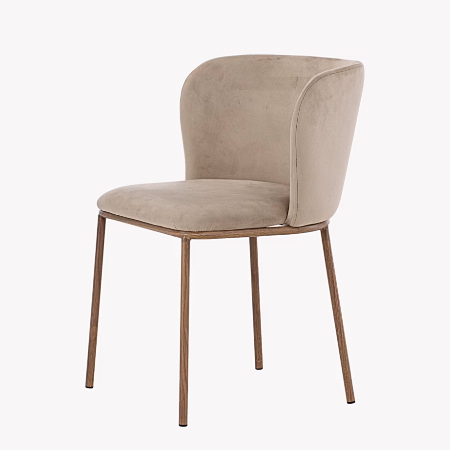 Beež sametist söögitool Edina puiduimitatsiooniga jalgadel, 62351-444 – 4