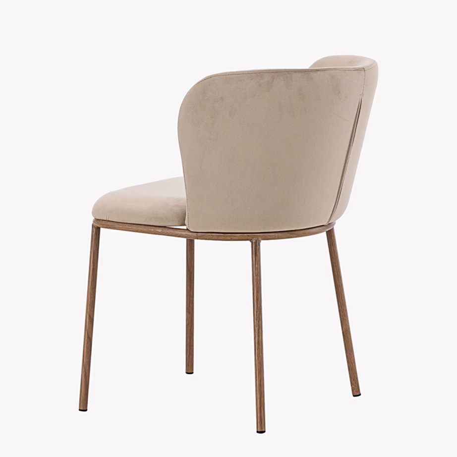 Beež sametist söögitool Edina puiduimitatsiooniga jalgadel, 62351-444 – 6