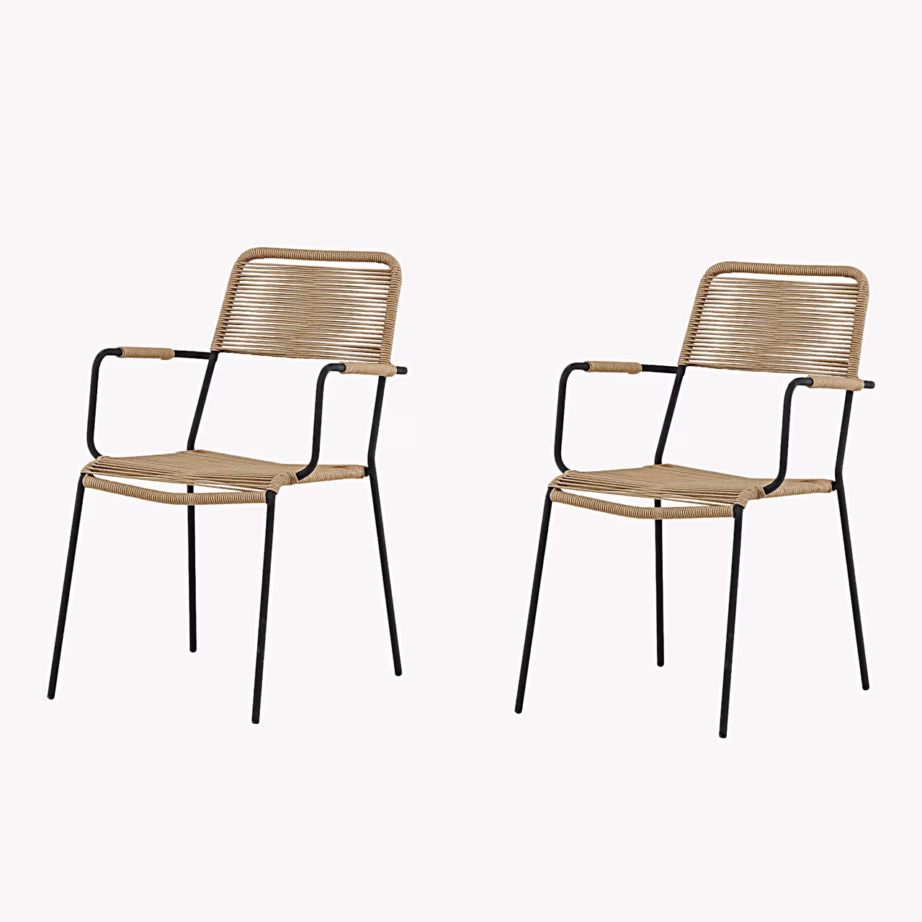 Lindos aiatool käetugedega, must teras, pruun köis, 9926-027 – 2