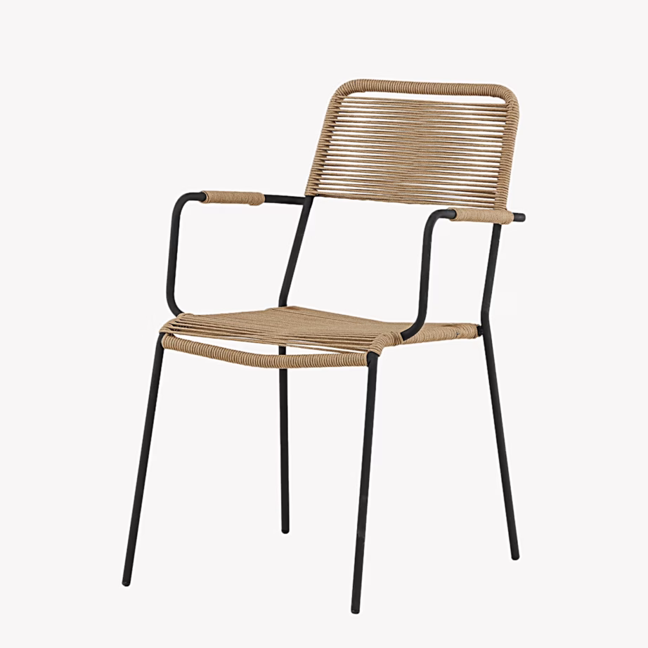 Lindos aiatool käetugedega, must teras, pruun köis, 9926-027 – 3