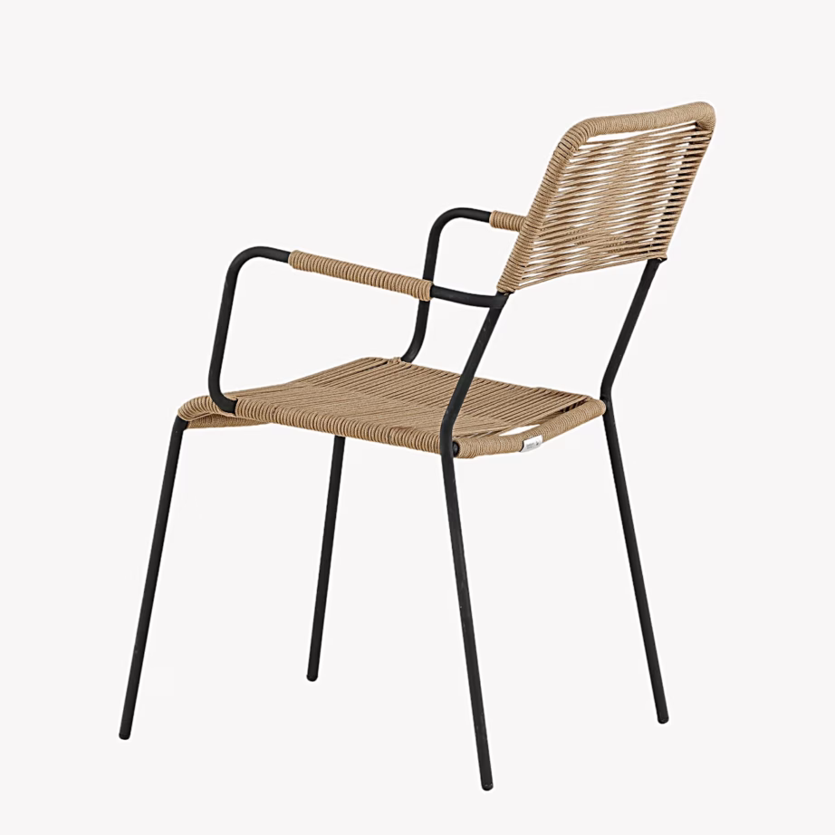 Lindos aiatool käetugedega, must teras, pruun köis, 9926-027 – 6