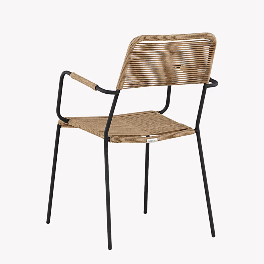 Lindos aiatool käetugedega, must teras, pruun köis, 9926-027 – 7