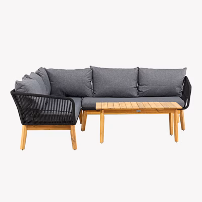 Aiamööbli nurgadiivanikomplekt Chania, must/akaatsia - 9937-022