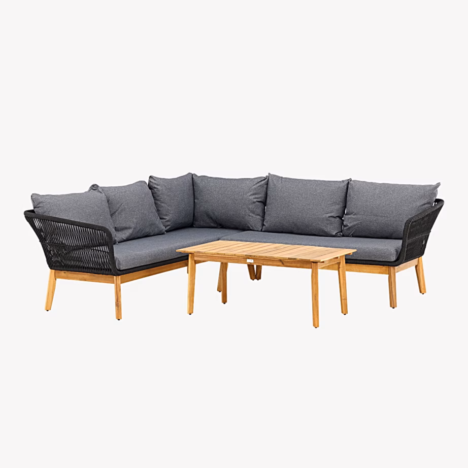 Aiamööbli nurgadiivanikomplekt Chania, must/akaatsia, 9937-022 – 2