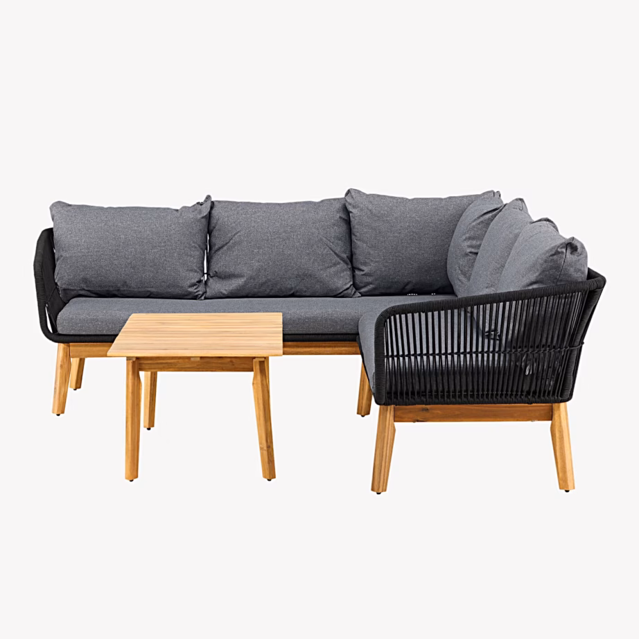 Aiamööbli nurgadiivanikomplekt Chania, must/akaatsia, 9937-022 – 4