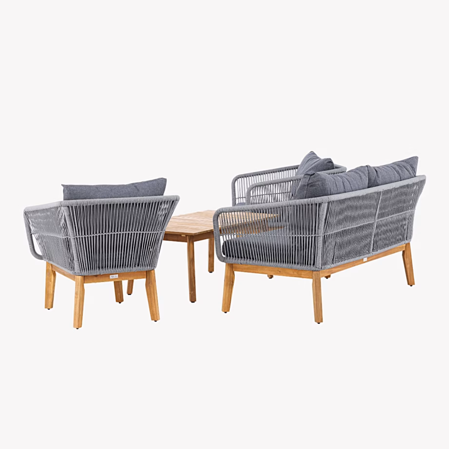 Chania hall nöörpunutisega aiamööbli diivanikomplekt akaatsiapuust, 9939-013 – 5