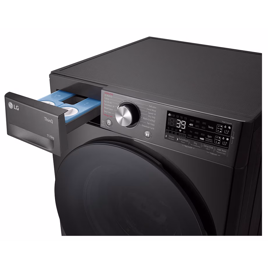 Pesumasin-kuivati LG F4DR711S2BA, 11/6 kg, 1400 p/min, Wi‑Fi, tumehall – 2