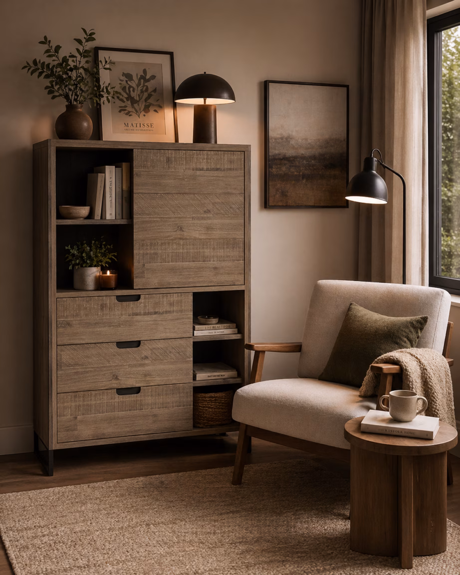 3 sahtliga kõrge kummut Livin Hill Flow FLOL04, 100 x 40 x 140 cm, akatsiapuit - 3