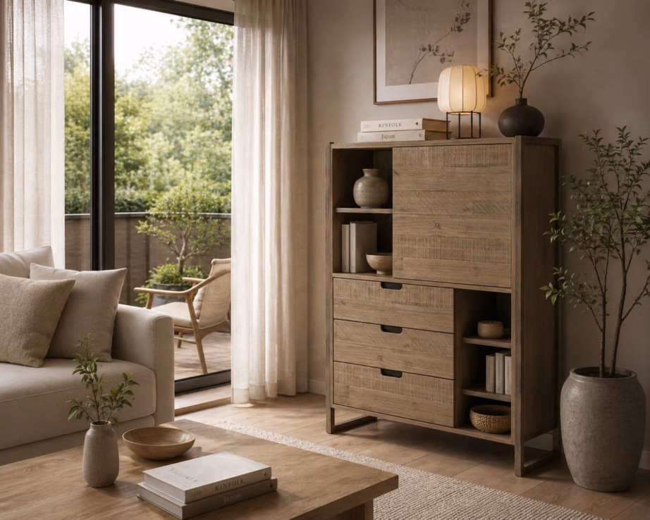 3 sahtliga kõrge kummut Livin Hill Flow FLOL04, 100 x 40 x 140 cm, akatsiapuit - 9
