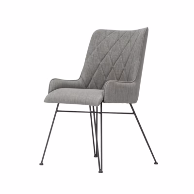 Retro polsterdatud söögitool Livin Hill ADESD03B, hall kangas, mustad metalljalad