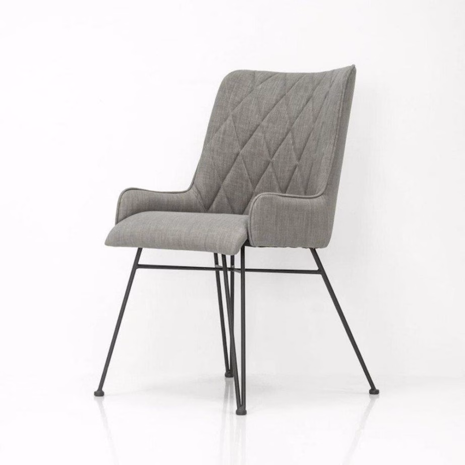 Retro polsterdatud söögitool Livin Hill ADESD03B, hall kangas, mustad metalljalad – 3
