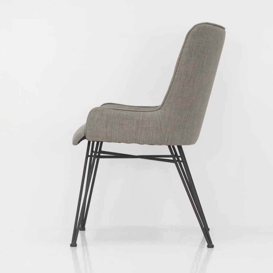 Retro polsterdatud söögitool Livin Hill ADESD03B, hall kangas, mustad metalljalad – 4