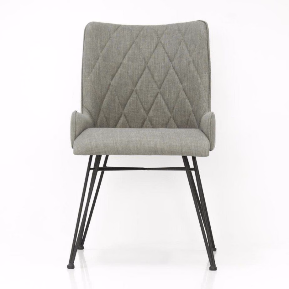 Retro polsterdatud söögitool Livin Hill ADESD03B, hall kangas, mustad metalljalad – 5