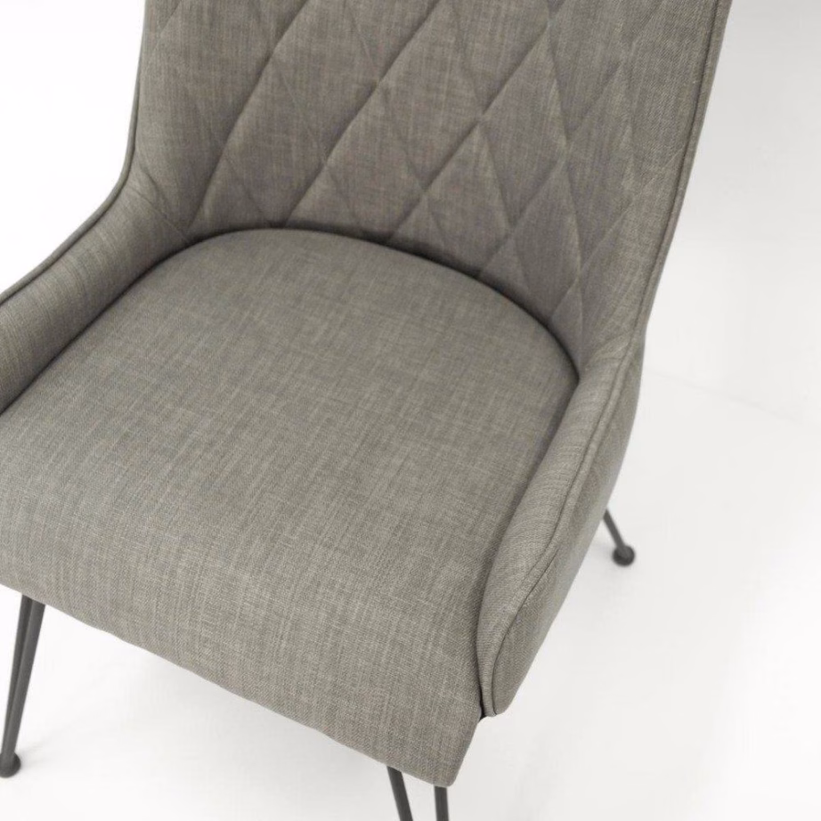 Retro polsterdatud söögitool Livin Hill ADESD03B, hall kangas, mustad metalljalad – 7