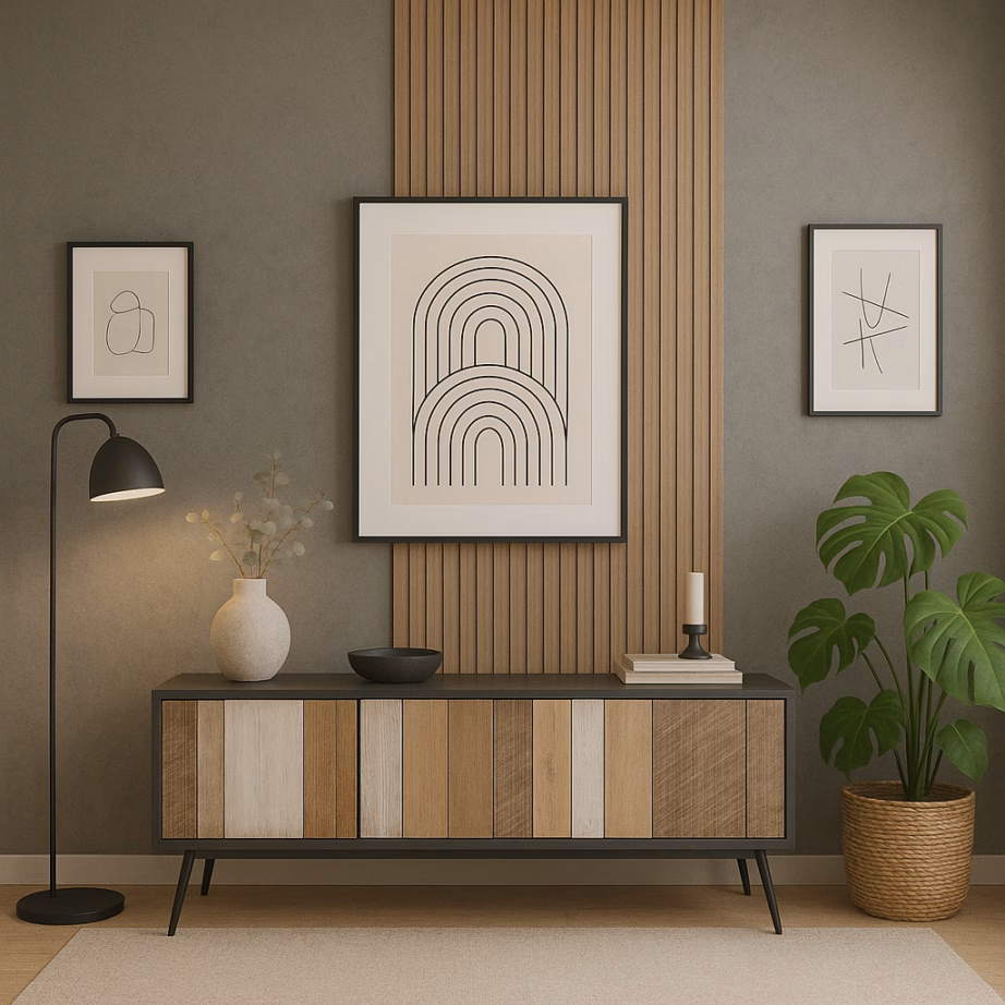 3 uksega kummut 3D esipaneelidega Livin Hill Adesso ADESD01, 155x45x80 cm, must – 8