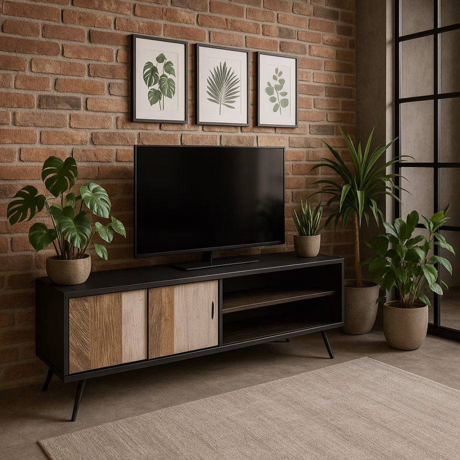 150 cm retro TV-alus 1 ukse ja 2 riiuliga Livin Hill Adesso ADESL01-150, must – 14