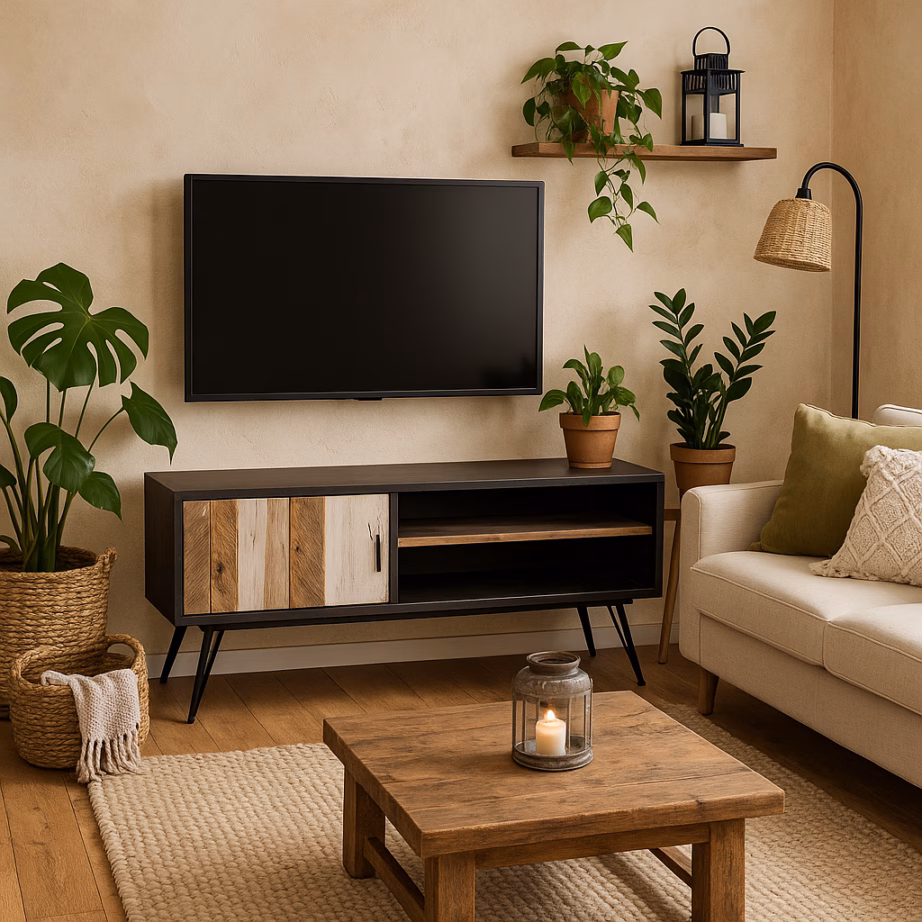 150 cm retro TV-alus 1 ukse ja 2 riiuliga Livin Hill Adesso ADESL01-150, must – 15