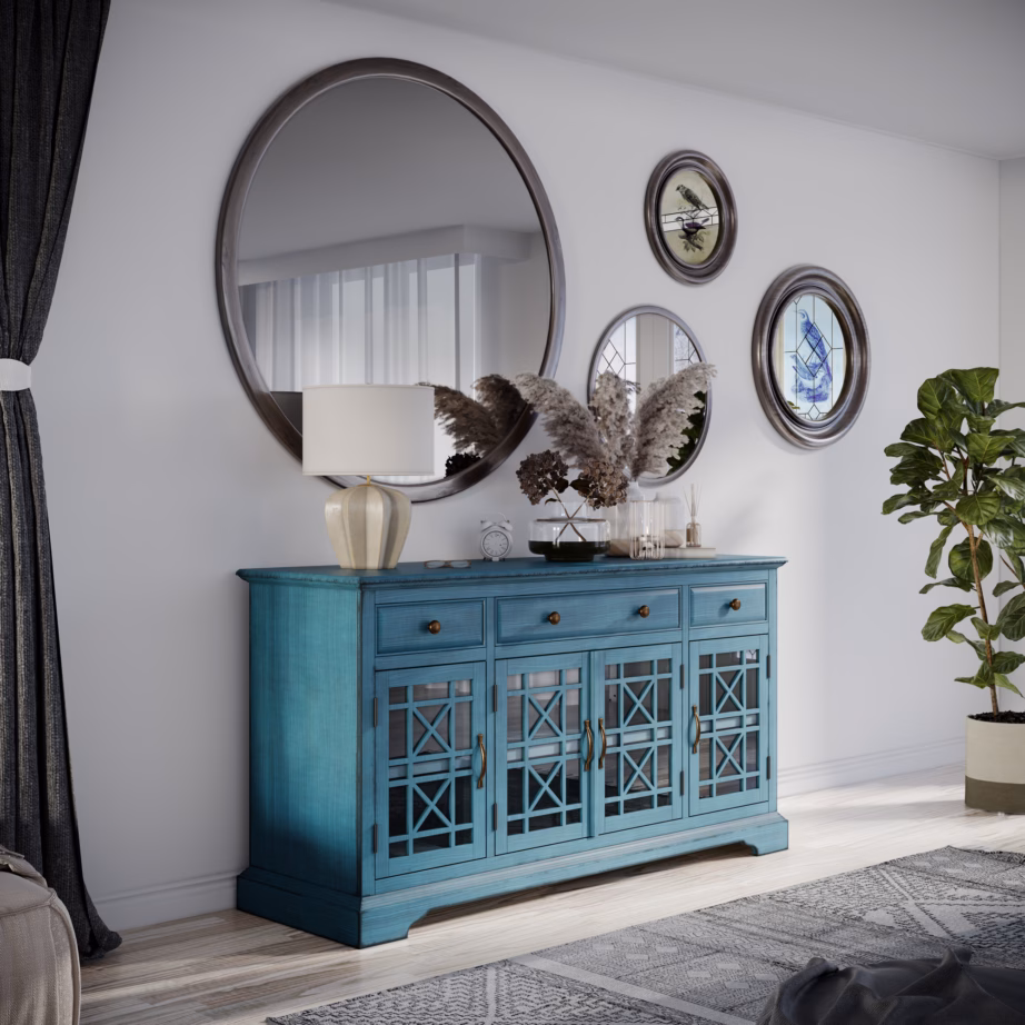 4 uksega kummut klaasustega Livin Hill Avola AV175-60, 153 cm, tume turkioos – 12