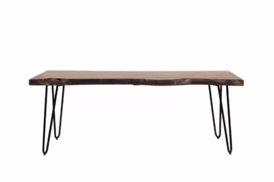 Akaatsiapuidust esikupink mustade metalljalgadega Livin Hill Avola AV1781-48KD, 122 cm, pähklitooni