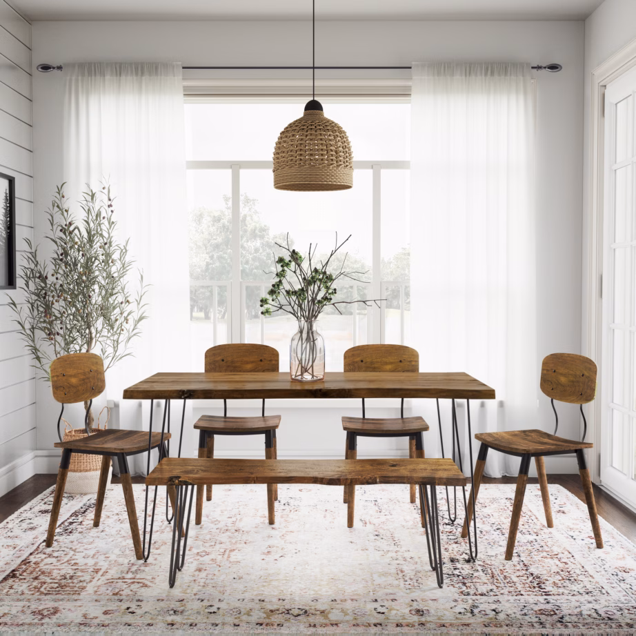 Akaatsiapuidust esikupink mustade metalljalgadega Livin Hill Avola AV1781-48KD, 122 cm, pähklitooni – 9