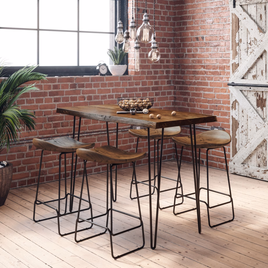 Tööstuslik baarilaud akaatsiapuidust Livin Hill Avola AV1781-52, 132x71x92 cm, pähklitooni – 10