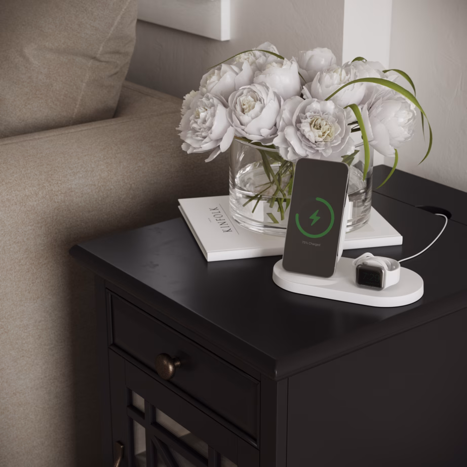 USB- ja pistikupesadega öökapp 1 sahtli ja klaasuksega Livin Hill Avola AV275-22, must – 12