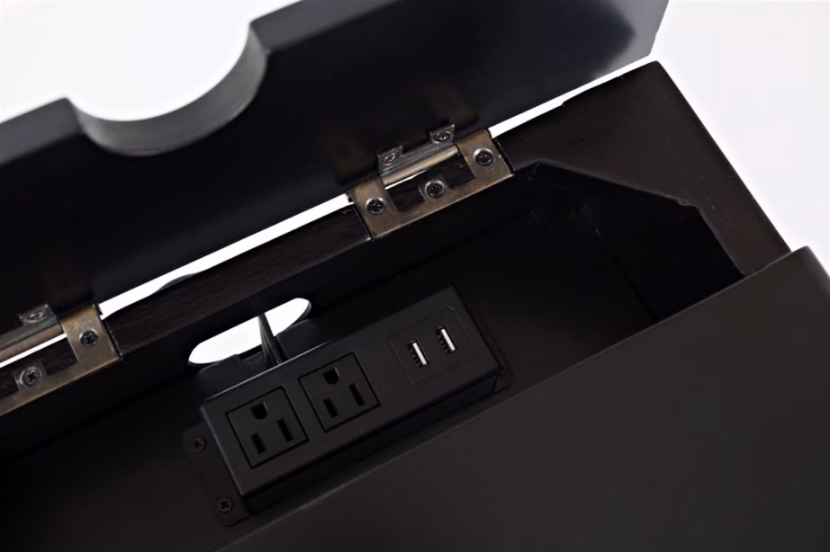 USB- ja pistikupesadega öökapp 1 sahtli ja klaasuksega Livin Hill Avola AV275-22, must – 9