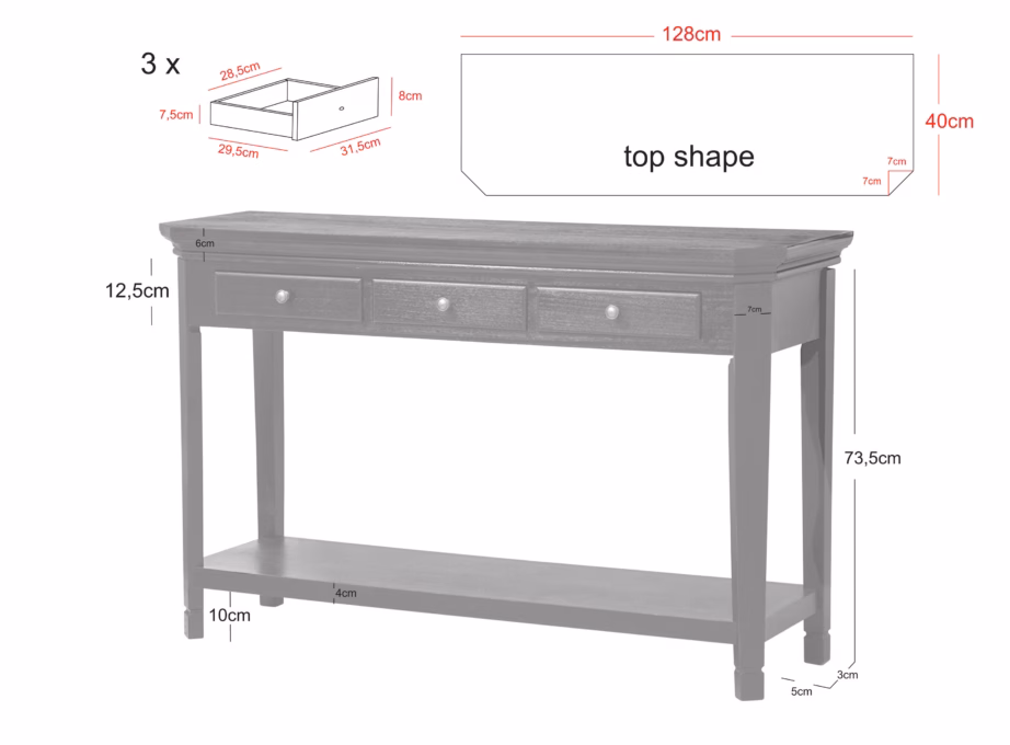 3 sahtliga konsoollaud Livin Hill Cesena CE012, 128 x 40 x 80 cm, must - 11
