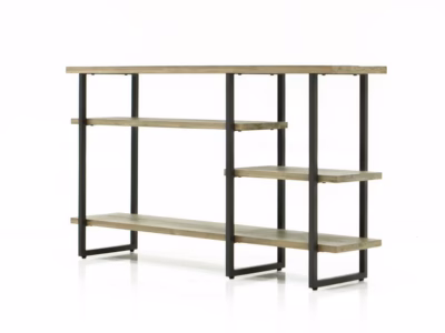 3 riiuliga loft-stiilis konsoollaud Livin Hill Flow FLOL08, 140 x 35 x 80 cm, liivatooni