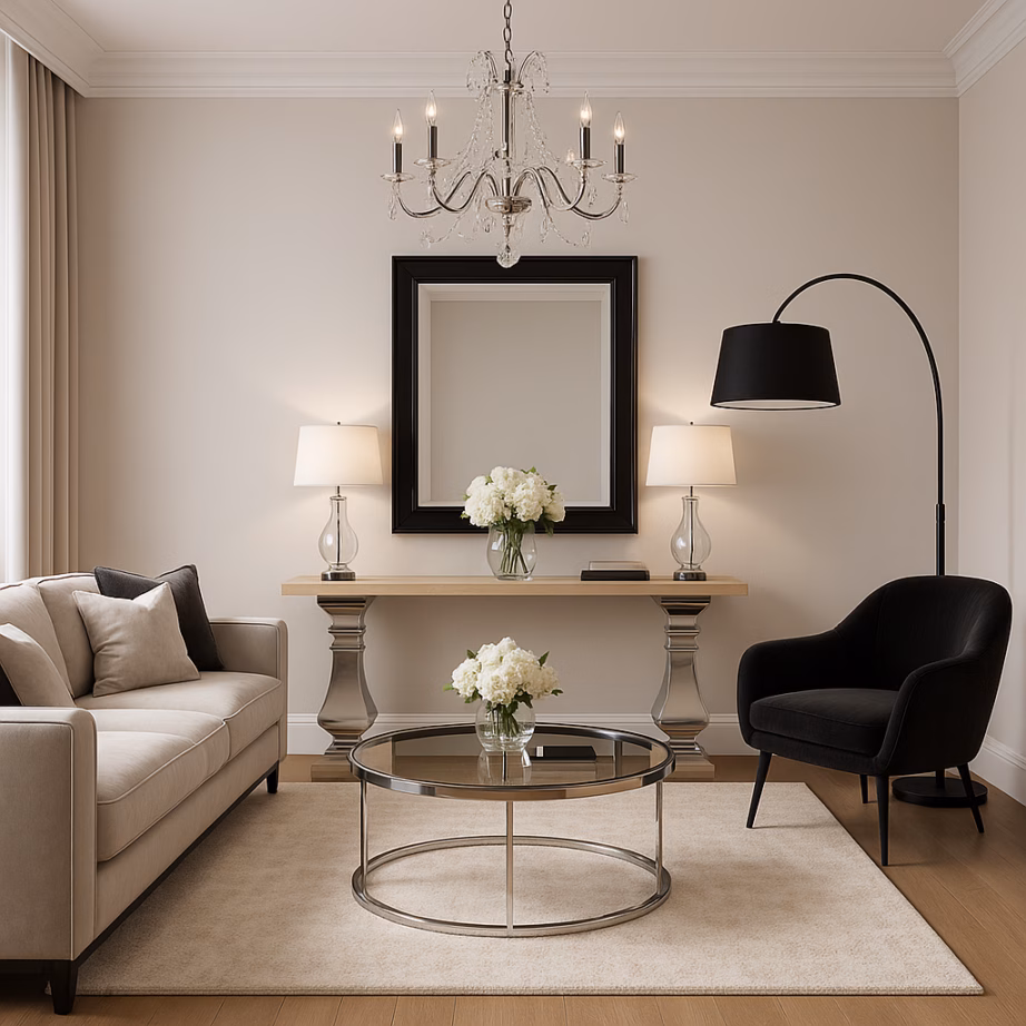Konsoollaud kroomitud roostevaba terasjalgade ja intarsiaga Livin Hill Glamour GL1527, 160 cm - 15