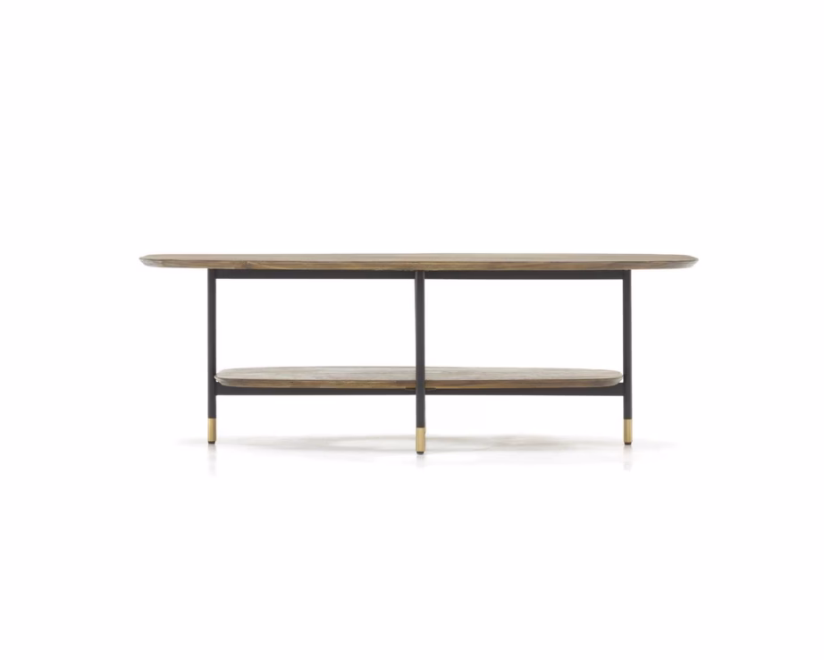 Akaatsiapuidust diivanilaud elliptilise plaadi ja riiuliga Livin Hill Maze MAZL06, 120 x 60 cm – 4