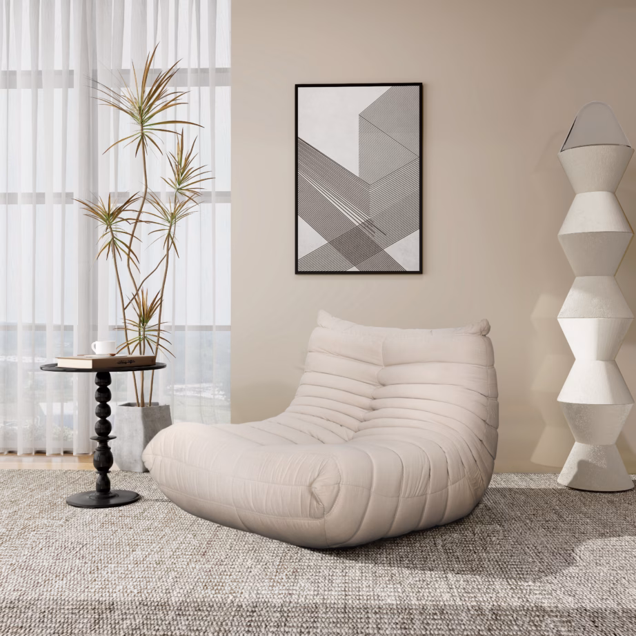 Lounge-tugitool sametkangaga Livin Hill Nua N23-4, 87x102x70 cm, helebeež - 11