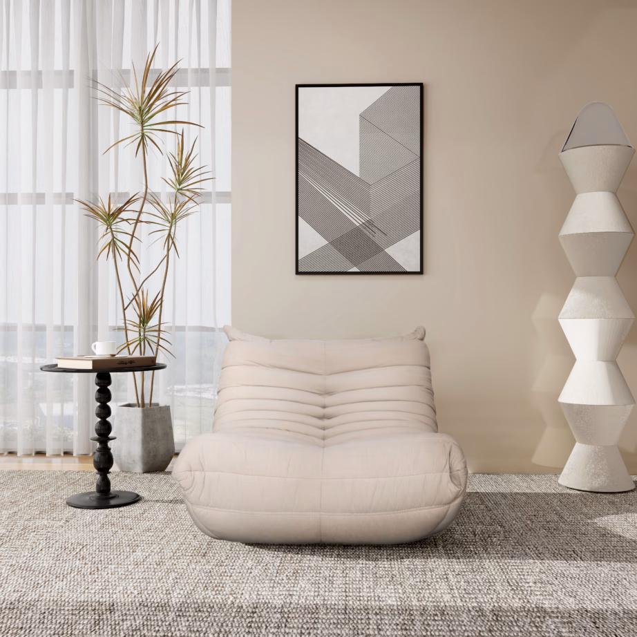 Lounge-tugitool sametkangaga Livin Hill Nua N23-4, 87x102x70 cm, helebeež - 12