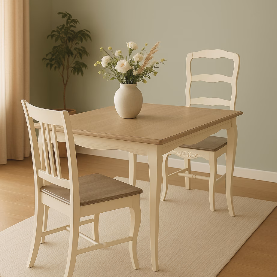 Provintsilik söögilaud 160 cm Livin Hill Pesaro PE026, kreemikas, helepruun plaat - 13