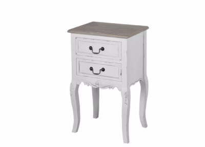 2 sahtliga valge öökapp tumepruuni pealispinnaga Livin Hill Rimini White RIW021