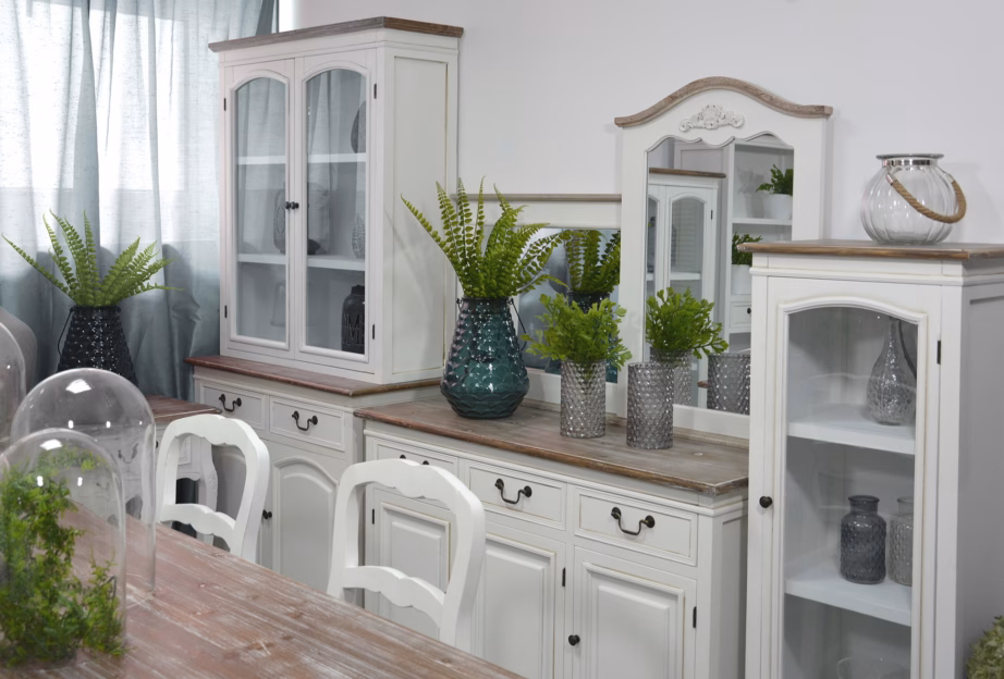 Provintsilik söögilaud nikerdustega Livin Hill Rimini White RIW026, 160 x 80 cm, valge ja tumedapruun – 3