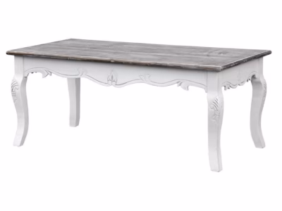 Provansi stiilis diivanilaud nikerdustega Livin Hill Rimini White RIW027, 120 x 60 cm, valge/pruun