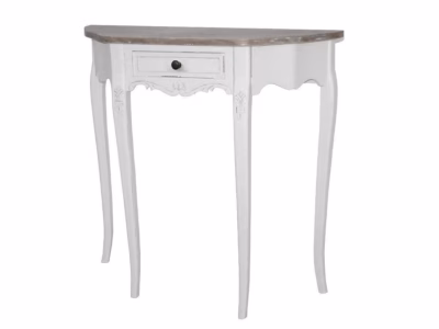 1 sahtliga provintsilik konsoollaud Livin Hill Rimini White RIW033, 80x30x80 cm, valge, tumepruuni pealisplaadiga