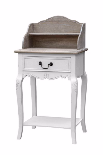 1 sahtliga abikapp 2 riiuliga Livin Hill Rimini White RIW115, 49x36x94 cm, valge, tumepruun pealisplaat