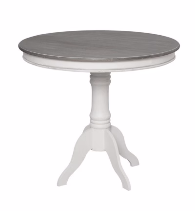 Ümmargune provintsilik söögilaud 90 cm Livin Hill Rimini White RIW116, valge, pruun pealispind