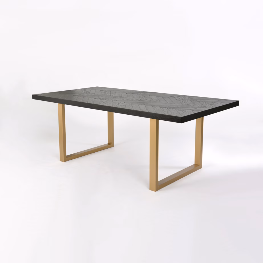 200 cm söögilaud matt musta kalasabamustriga Livin Hill Seville SEV01-0, messingtooni jalad – 2