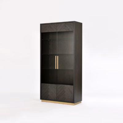 2 uksega vitriinkapp Livin Hill Seville SEV26-2, 100 x 41 x 200 cm, must, messingtooni detailid