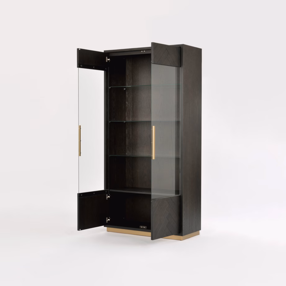 2 uksega vitriinkapp Livin Hill Seville SEV26-2, 100 x 41 x 200 cm, must, messingtooni detailid – 2