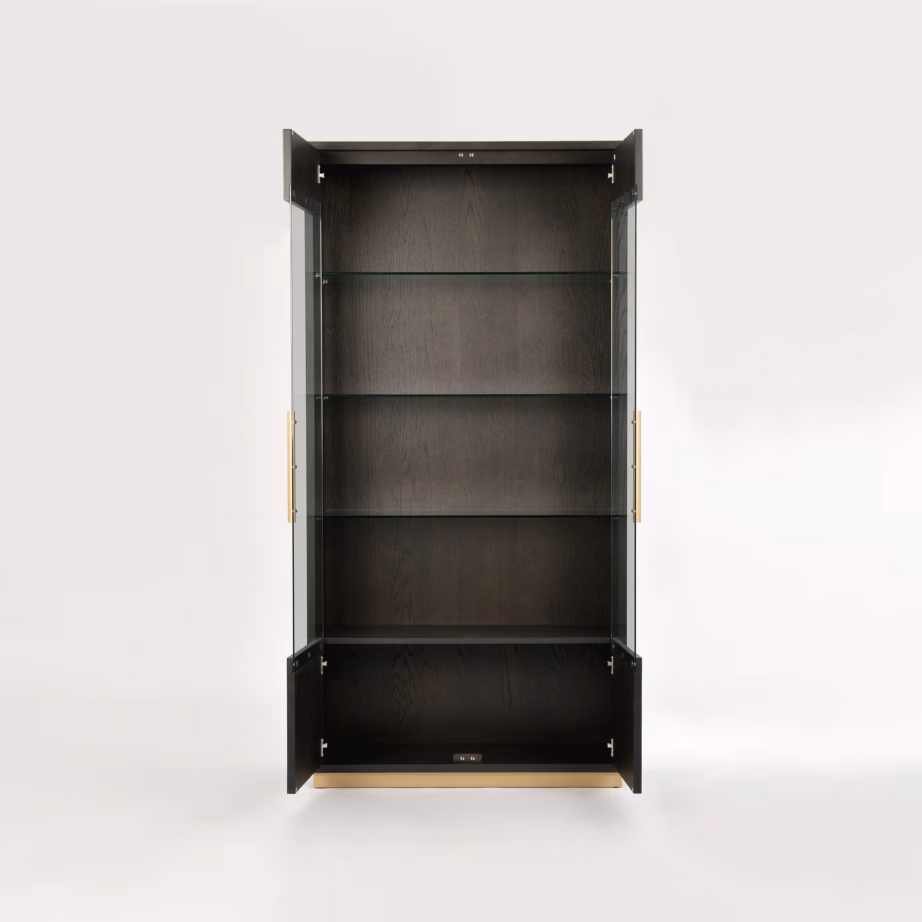 2 uksega vitriinkapp Livin Hill Seville SEV26-2, 100 x 41 x 200 cm, must, messingtooni detailid – 4