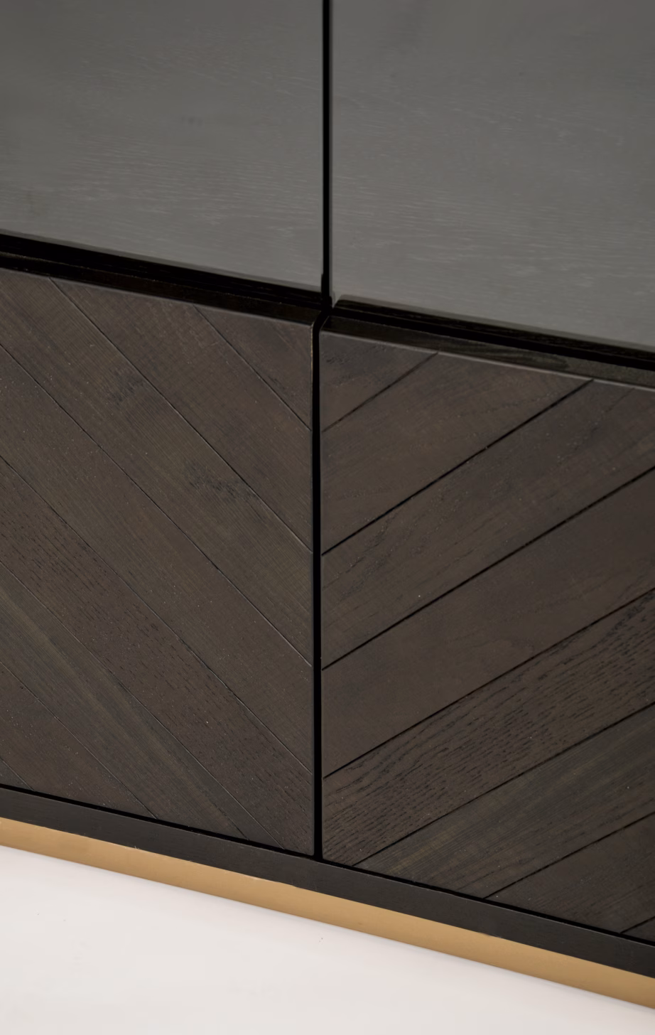 2 uksega vitriinkapp Livin Hill Seville SEV26-2, 100 x 41 x 200 cm, must, messingtooni detailid – 7